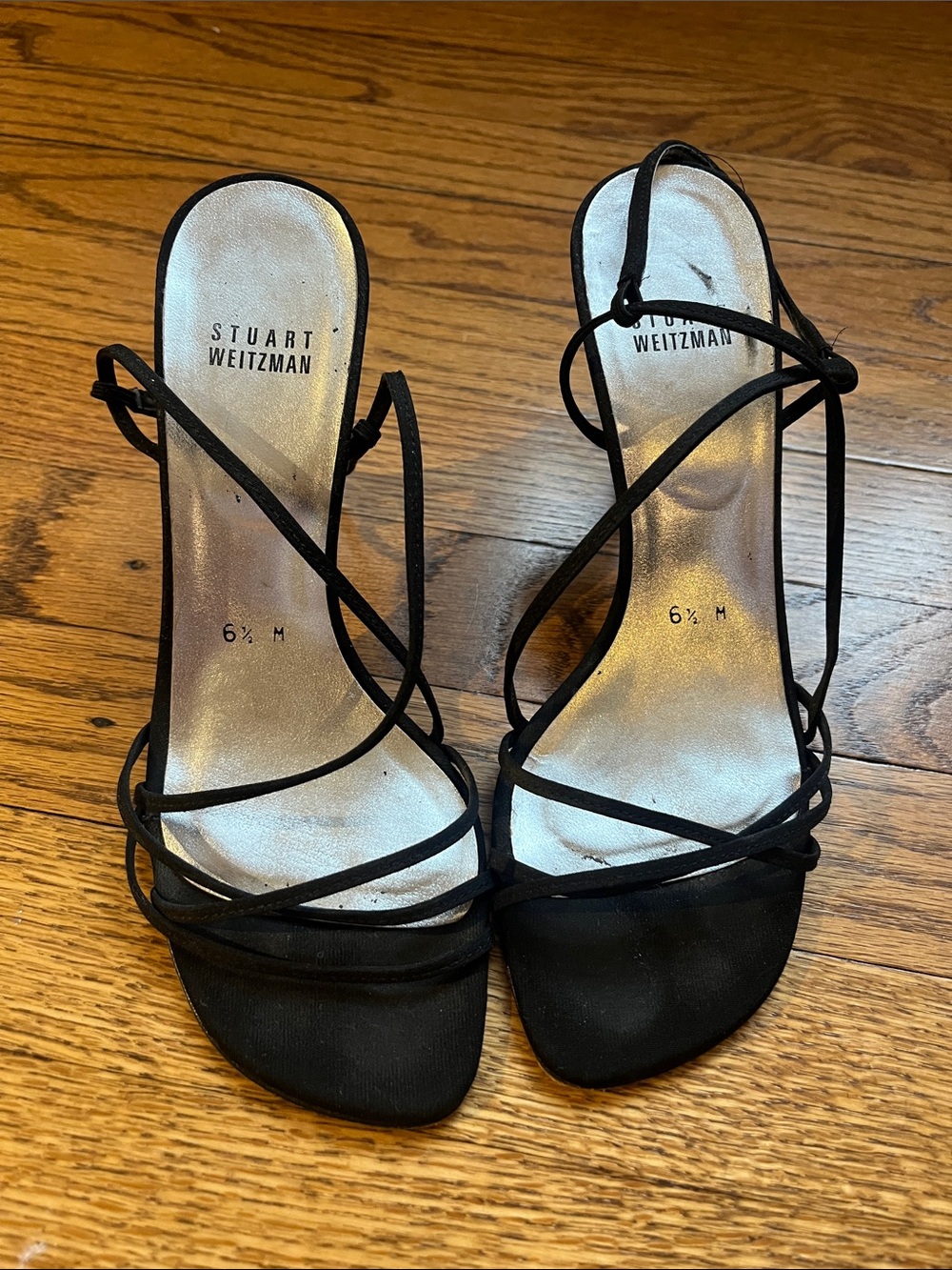 Stuart Weitzman Black Strappy Lace-Up Heels